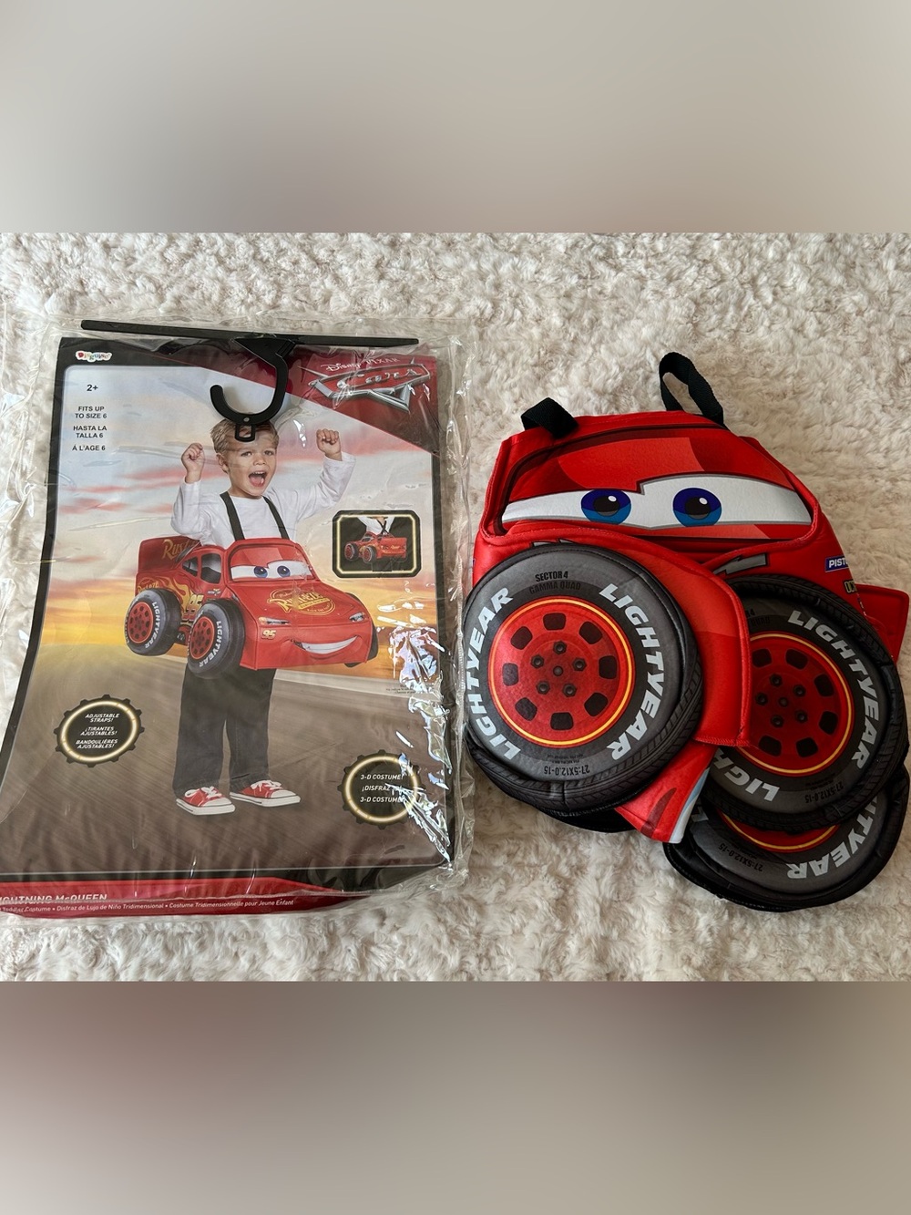 Red Race Car Kids Costume Backpack with Mask - Licensed Character